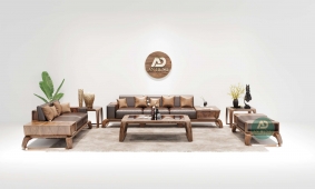 Sofa gỗ óc chó chân vặn - AA46-1