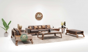 Sofa gỗ óc chó chân vặn - AA46-2