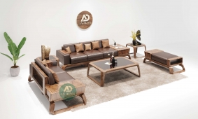 Sofa gỗ óc chó chân vặn - AA46-4