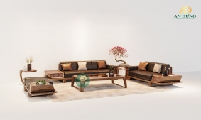 Mẫu sofa gỗ óc chó 2023 - AA48-2