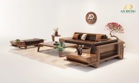 Mẫu sofa gỗ óc chó 2023 - AA48-3