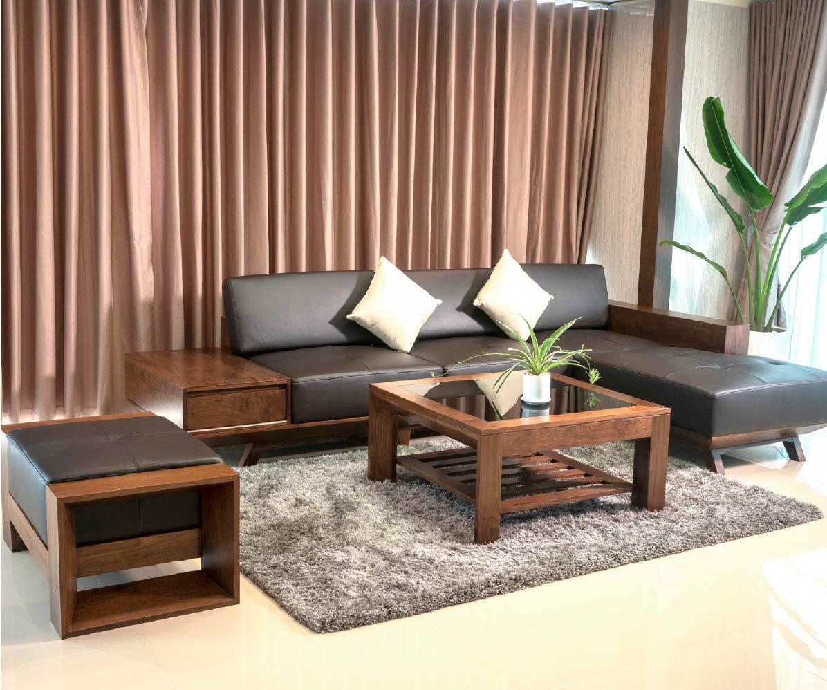 Mẫu Sofa gỗ góc đẹp