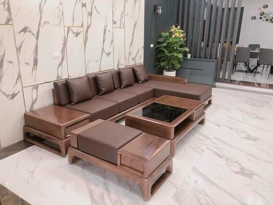 bàn ghế sofa gỗ chữ l