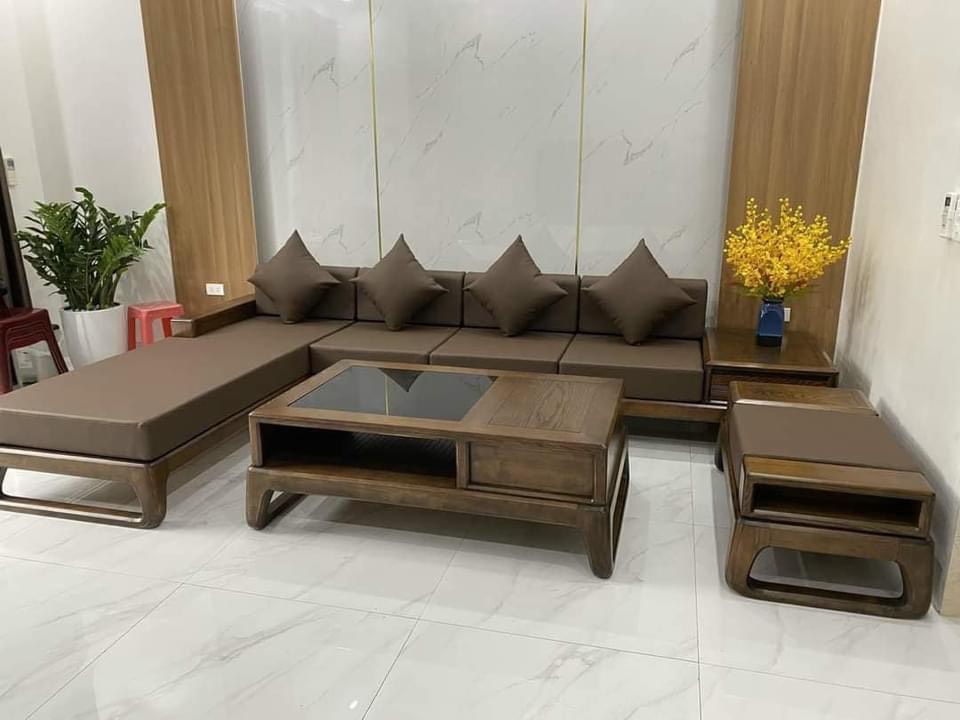 sofa gỗ chữ l cao cấp