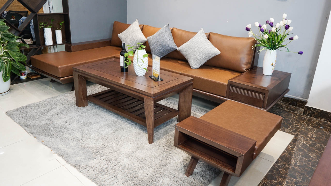 bàn ghế sofa gỗ phòng khách hiện đại