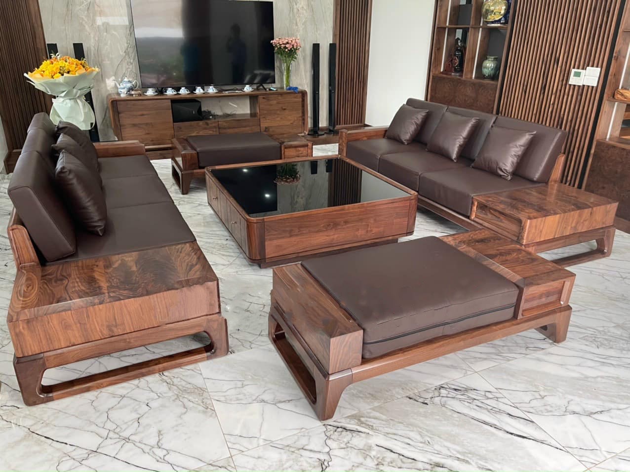 Sofa gỗ chữ U