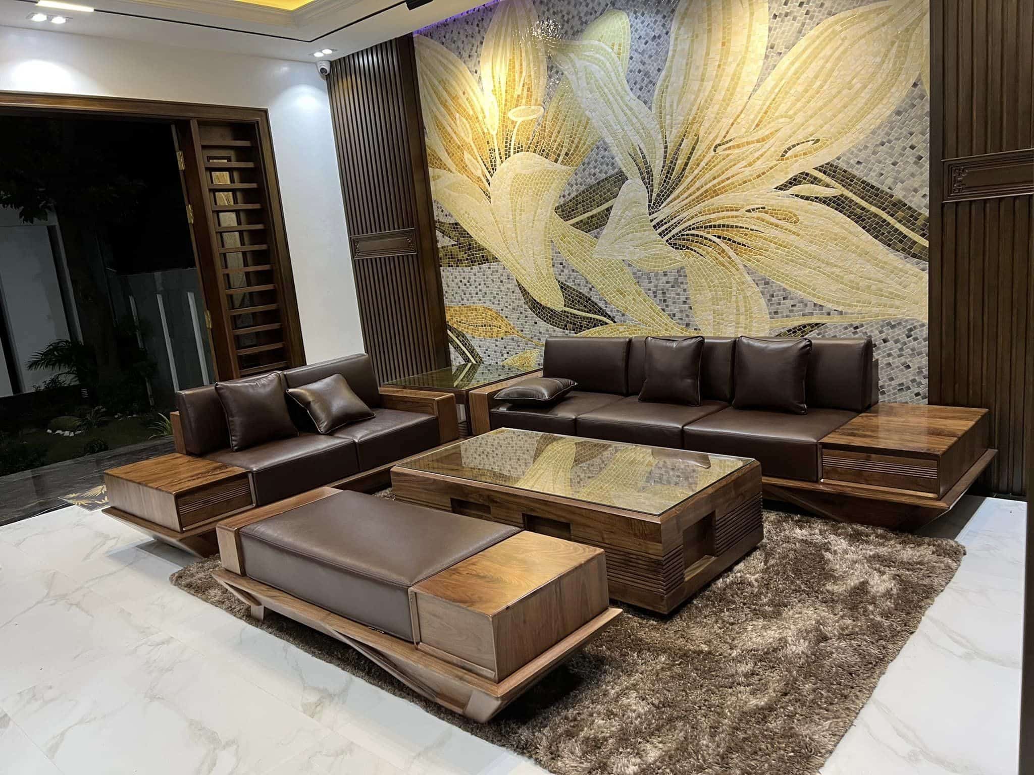 Sofa gỗ phòng khách đơn giản