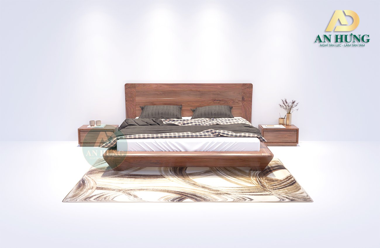 Thiết kế giường gỗ óc chó phổ biến, thông dụng