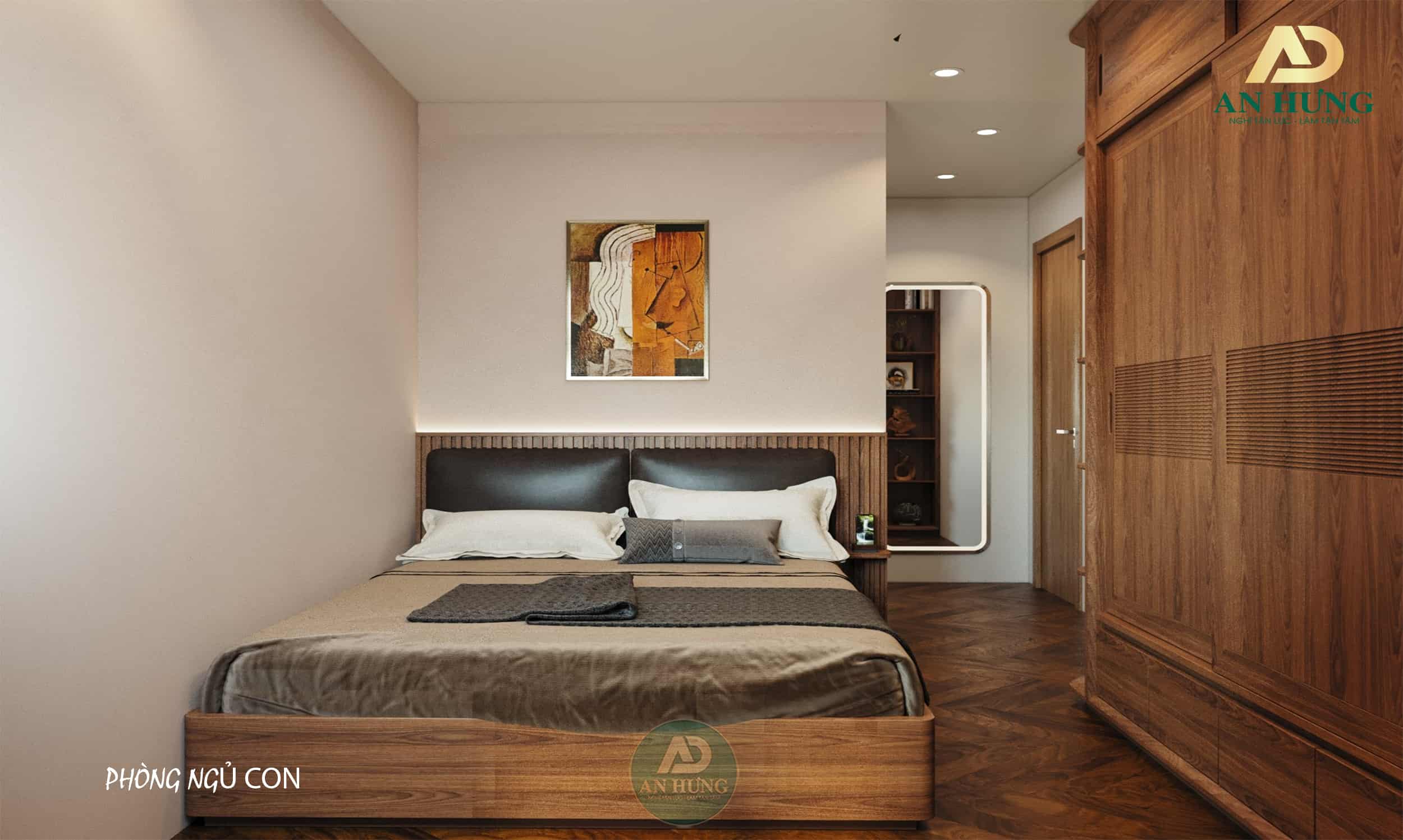 Giường gỗ óc chó phù hợp mọi không gian, kể cả những căn phòng có diện tích khiêm tốn