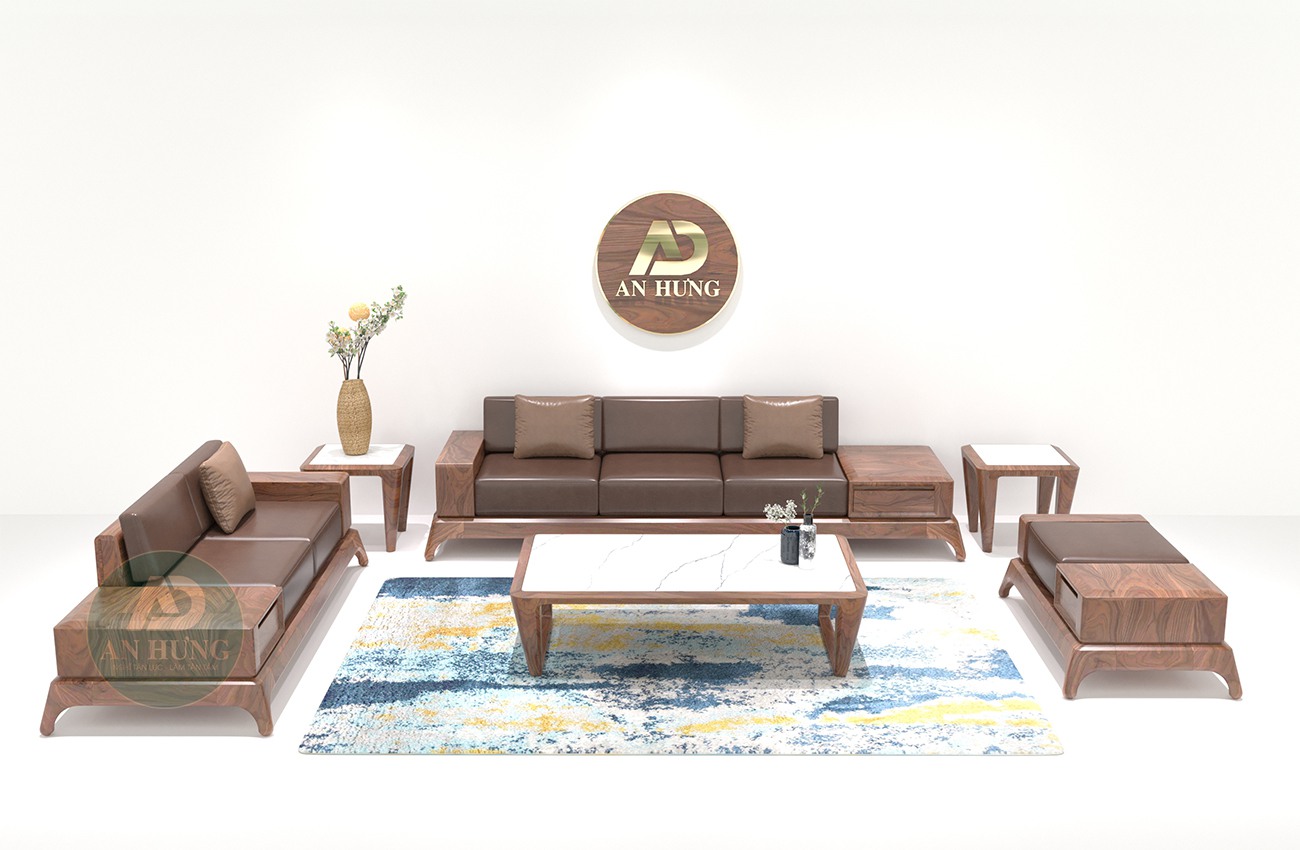 Mẫu Sofa gỗ tự nhiên được thiết kế khỏe khoắn, vững chãi