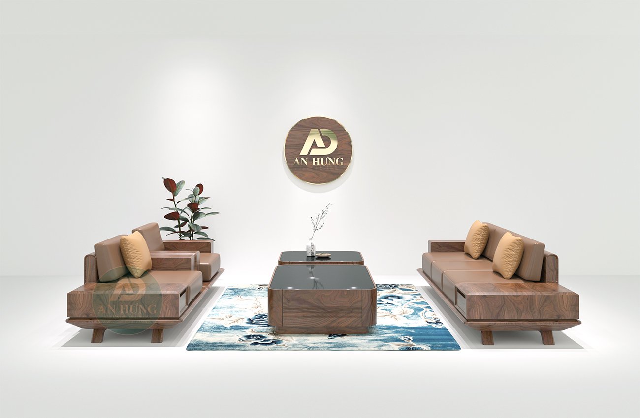 Sofa phòng khách gỗ óc chó - AA36