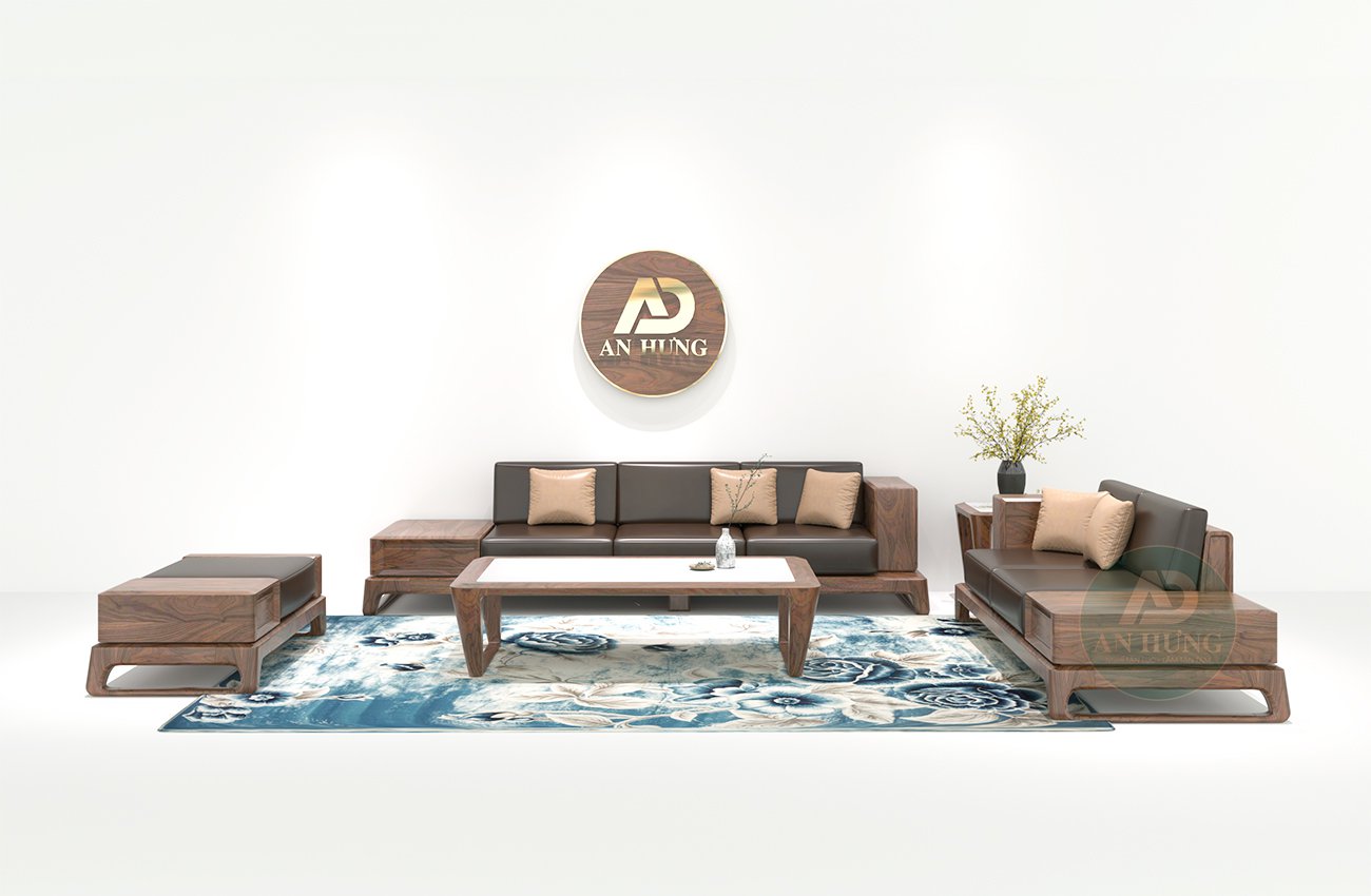 Bộ sofa gỗ óc chó hiện đại - AA38