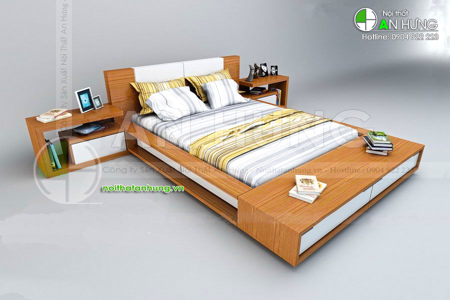 Mẫu giường ngủ gỗ công nghiệp đa dạng về kiểu dáng.