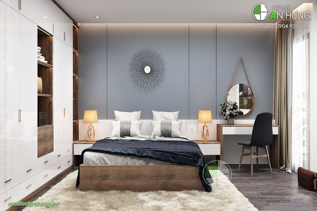 Cách bố trí phòng ngủ 20m2 đẹp phong thủy với nội thất hiện đại