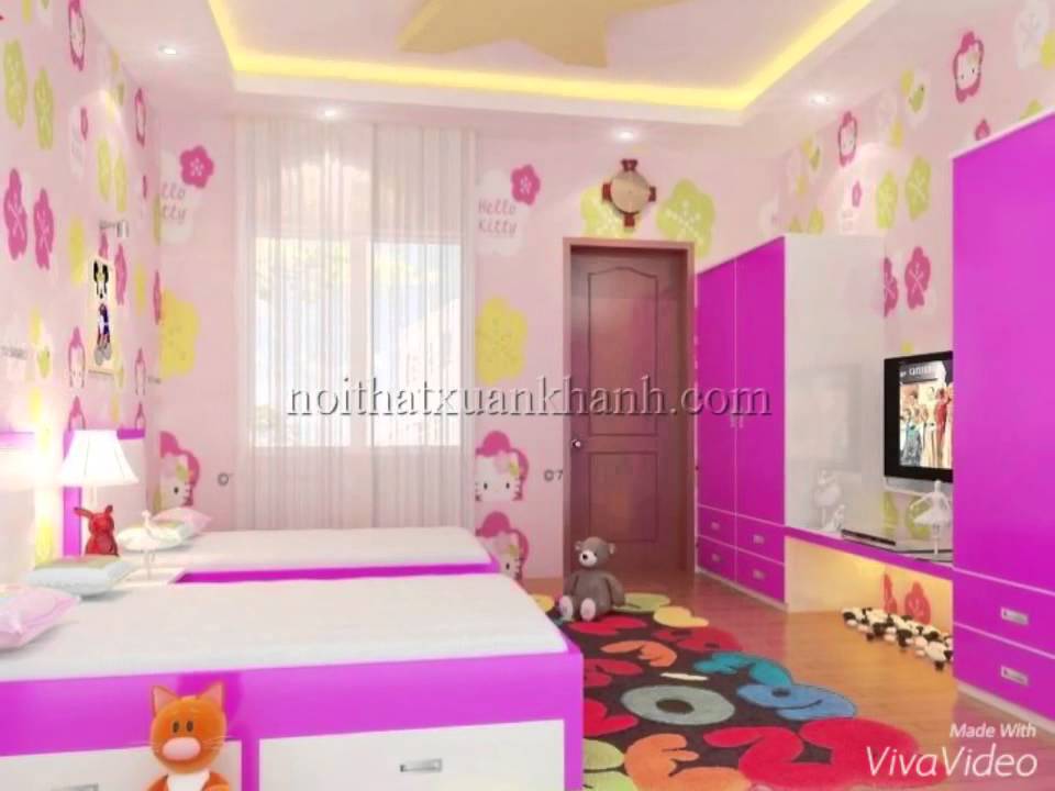 Sơn nội thất màu hồng cho phòng ngủ bé gái