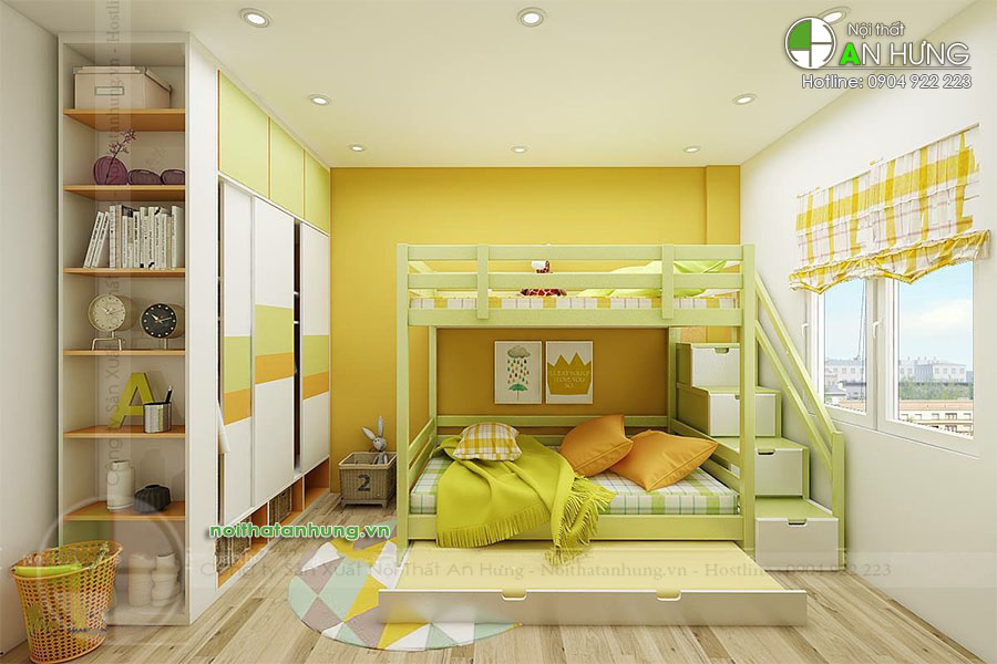 Mẫu giường tầng đẹp làm đẹp không gian phòng ngủ của các bé