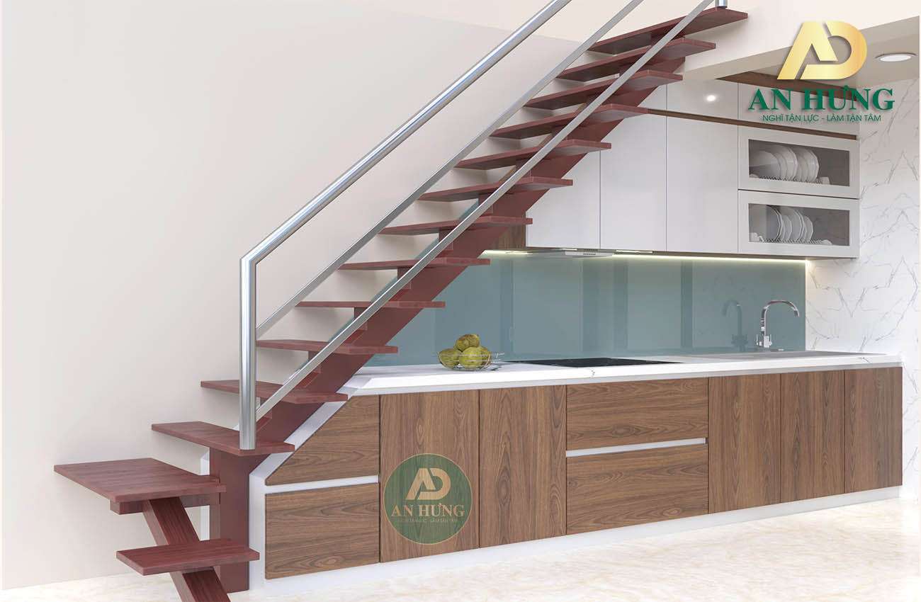 Thiết kế tủ bếp dưới gầm cầu thang - TB30-2