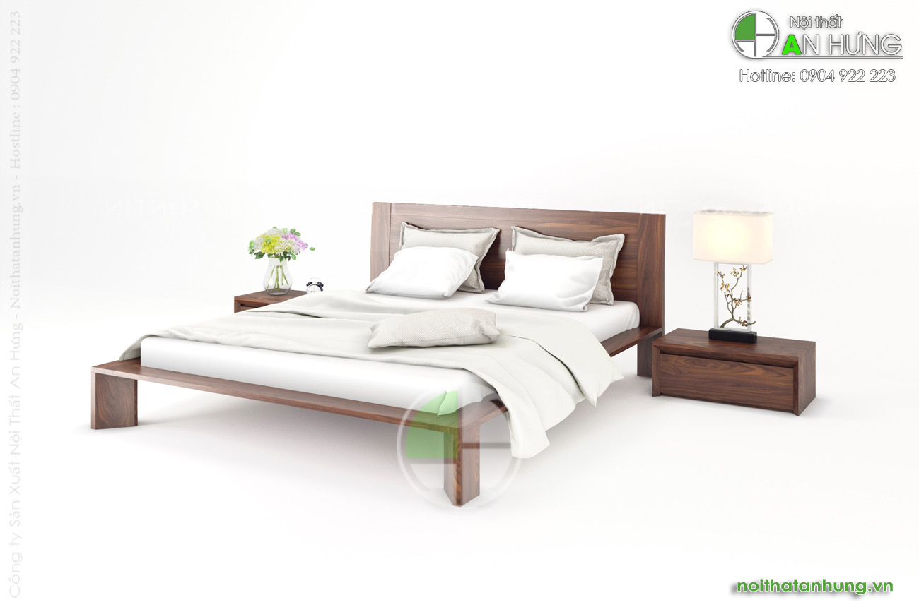 Mẫu giường ngủ gỗ tự nhiên đẹp - GN34
