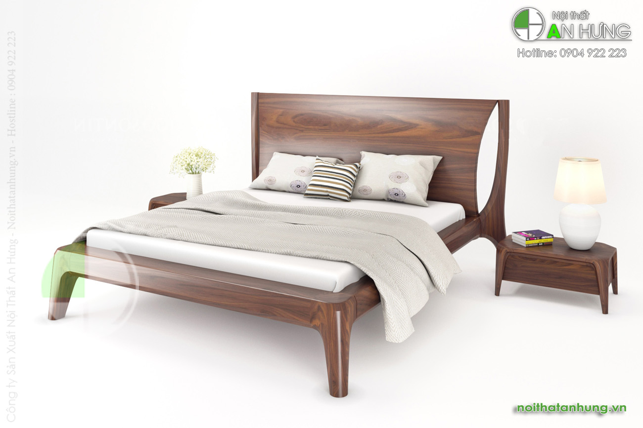 Thiết kế giường ngủ gỗ óc chó - GN55