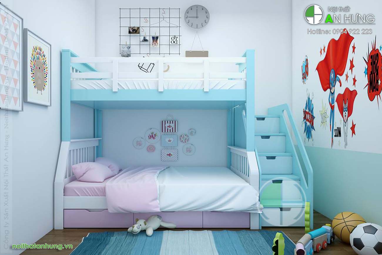 Giường tầng màu xanh - GT35