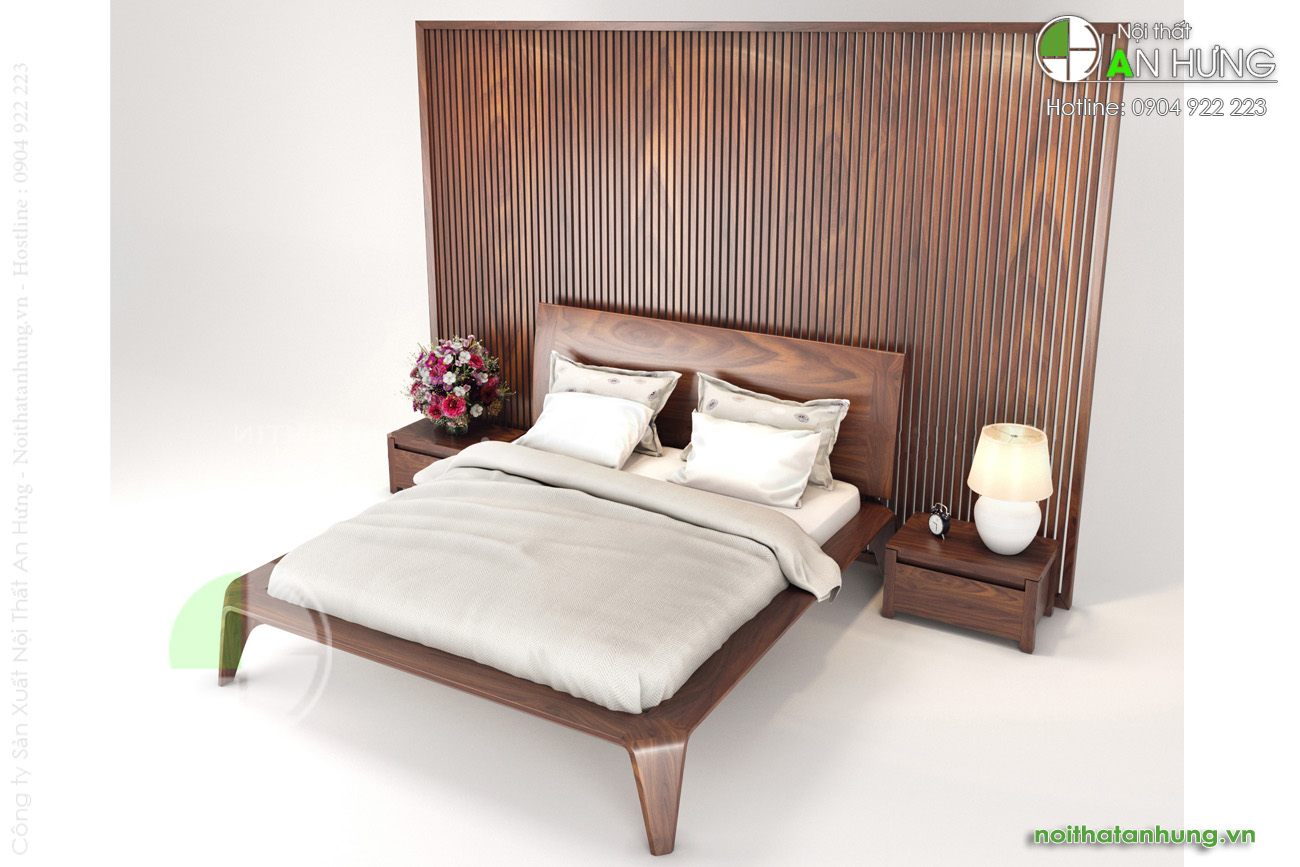Thiết kế giường ngủ gỗ óc chó - FF03-3