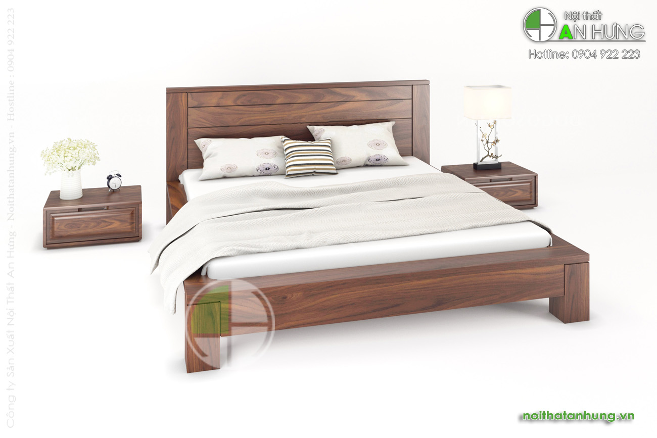 Kiểu giường ngủ gỗ óc chó hiện đại - FF12-2