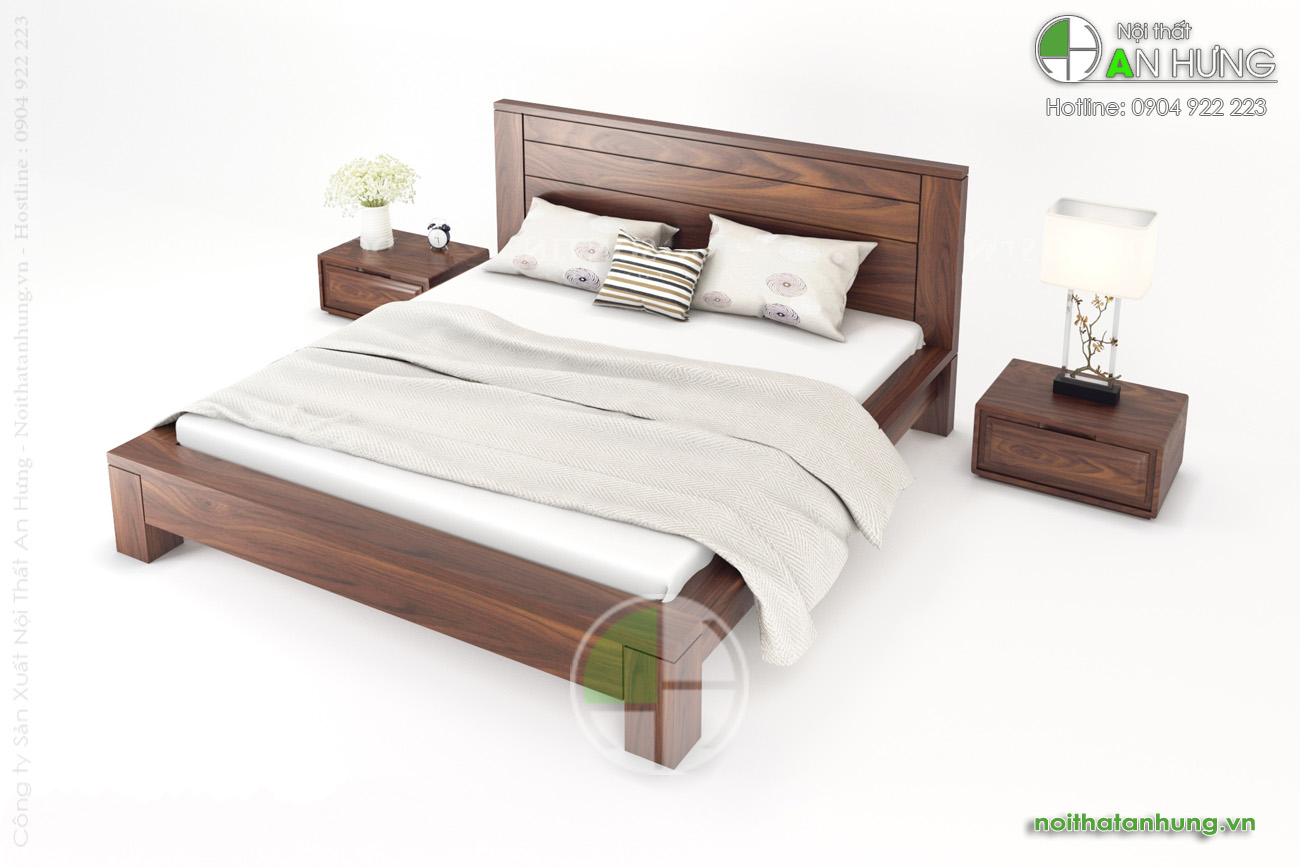 Kiểu giường ngủ gỗ óc chó hiện đại - FF12-3