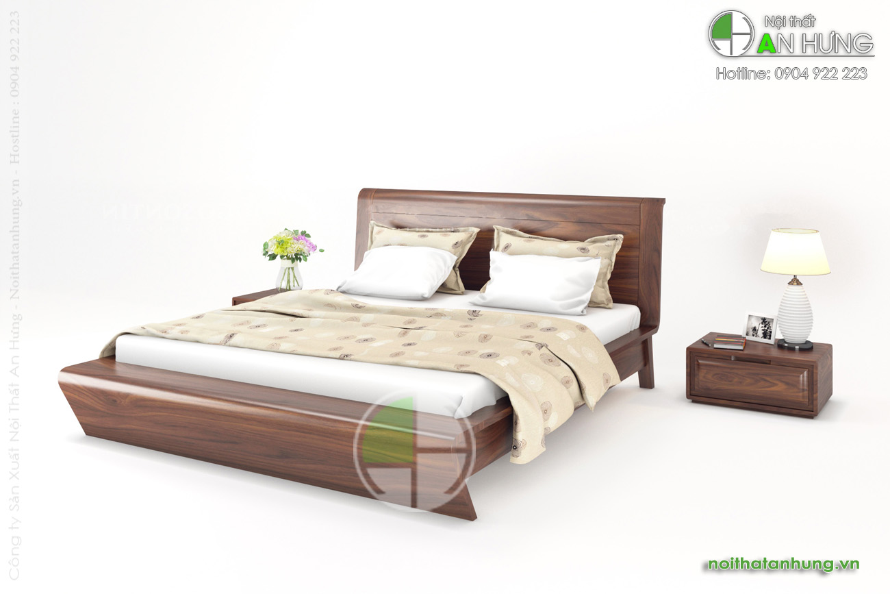 Mẫu giường ngủ gỗ óc chó đẹp - FF14-1