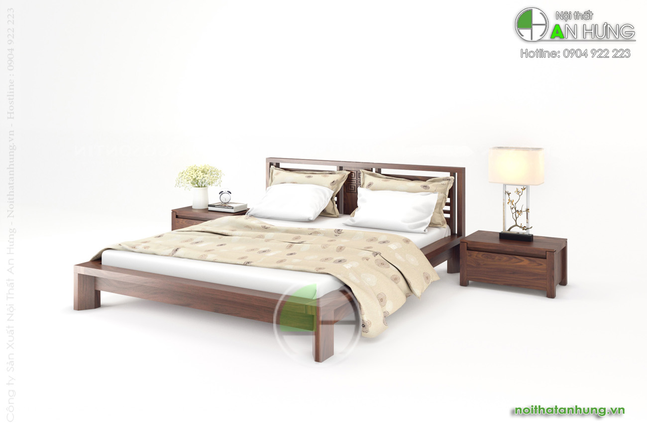 Giường ngủ gỗ óc chó đơn giản - FF15-1