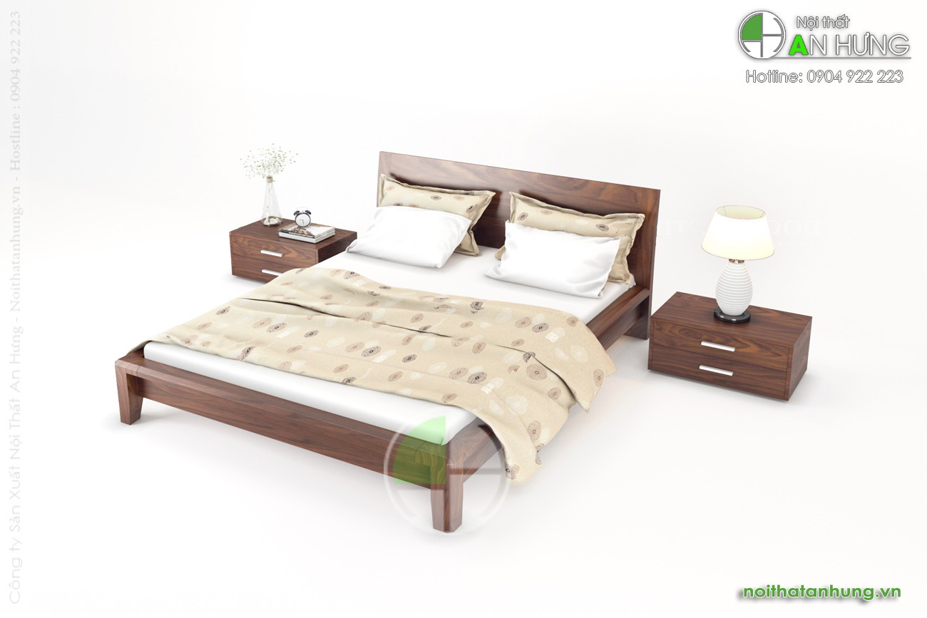 Mẫu giường ngủ gỗ óc chó tự nhiên - FF19-3