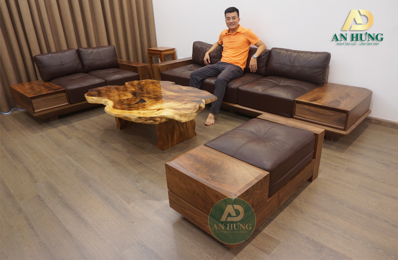 Sofa gỗ óc chó cao cấp - AA22