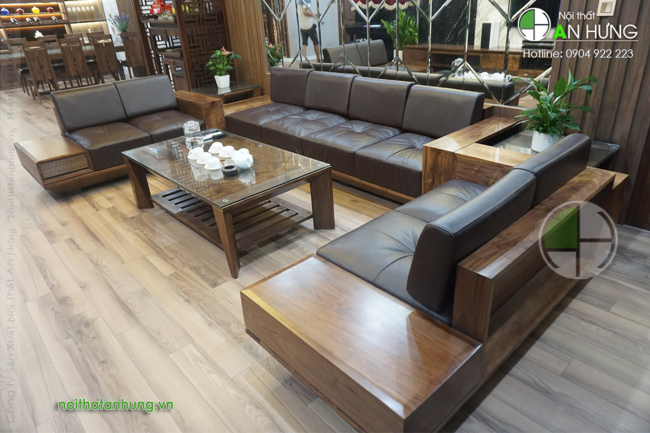 Mẫu bàn ghế sofa gỗ óc chó - SFG54