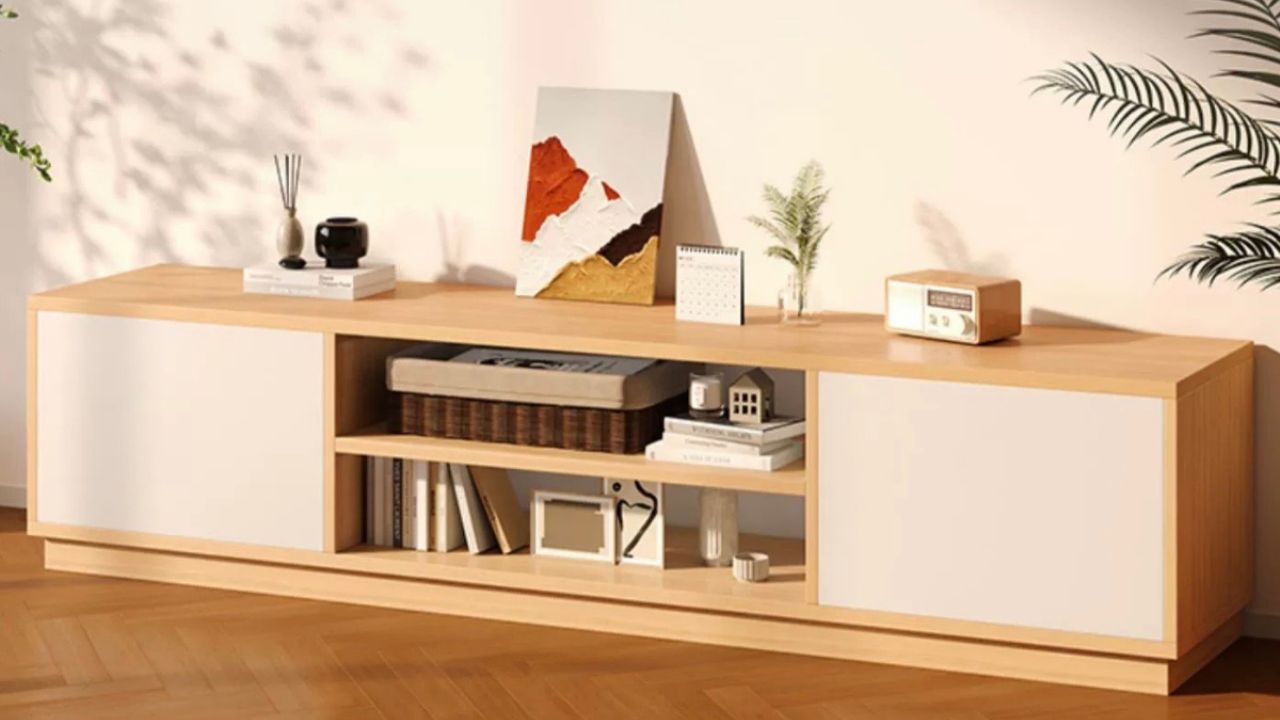 Mẫu kệ ti vi chất liệu gỗ MDF đơn giản với những đường vân cực kì đẹp mắt
