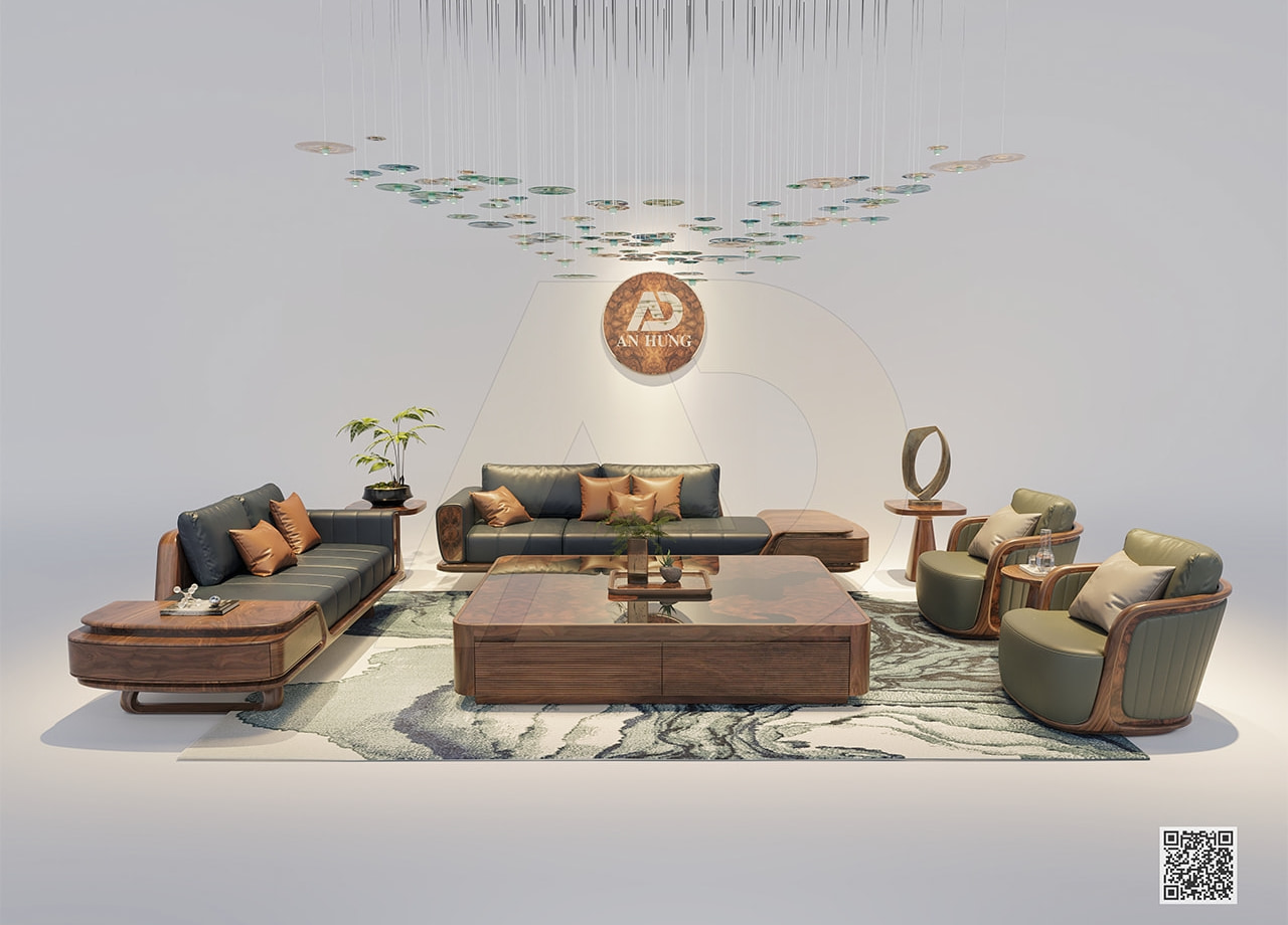 sofa gỗ óc chó